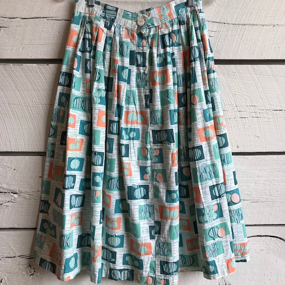 Vintage 1950s fruit skirt • 50s cotton skirt • vin