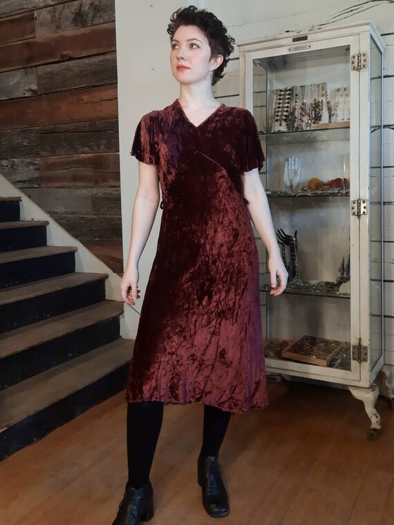 Vintage 1930s Silk Velvet Dress