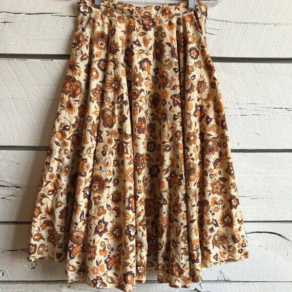 Vintage 1950s fall floral skirt • vintage novelty