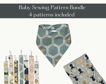 Baby Sewing Pattern Bundle | Pacifier Clip | Baby Blanket | Diaper Case | Bandana Bib