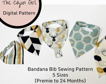 Reversible Bandana Bib Sewing Pattern - Sizes Premie to 24 Months