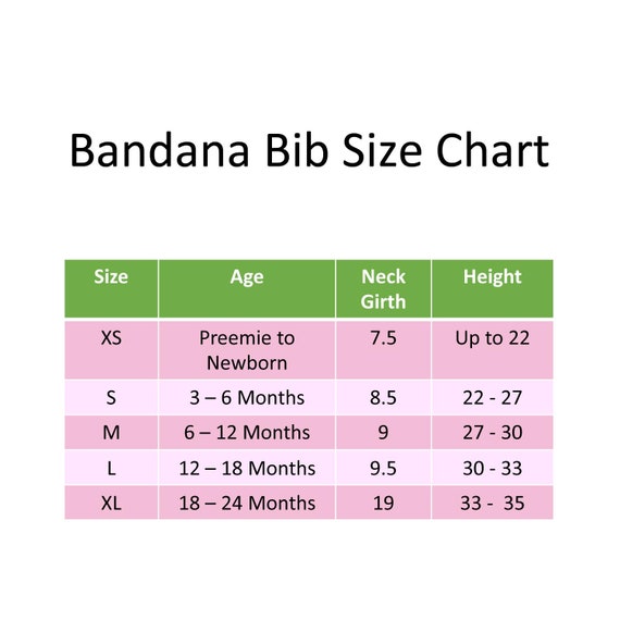 Baby Bandana Bib Size Chart