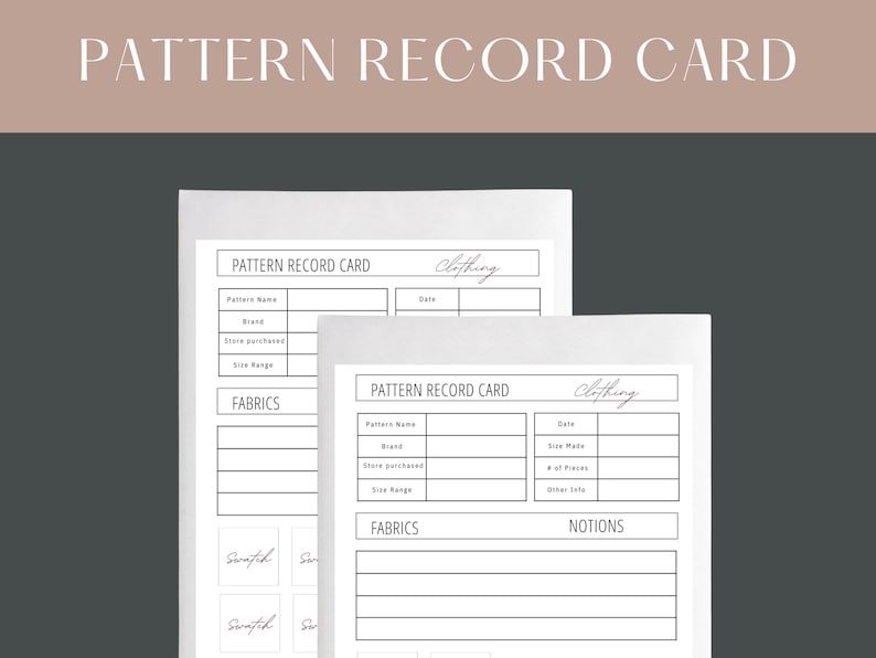 Sewing Pattern Record Envelope Label - 3 Digital Files - Etsy