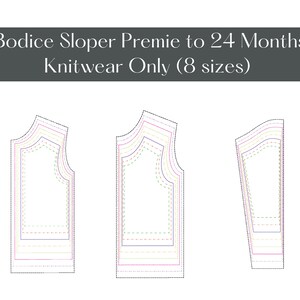 Può includere: Modello digitale per cucire maglieria per neonati e bambini piccoli, con otto diverse taglie che vanno dal prematuro ai 24 mesi. Bodice Sloper Premie to 24 Months Knitwear Only (8 sizes)