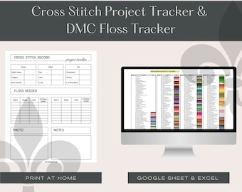 Cross Stitch Project Tracker and DMC floss tracker Bundle