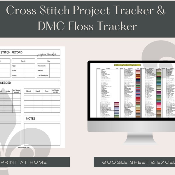 Cross Stitch Excel Tracker Etsy