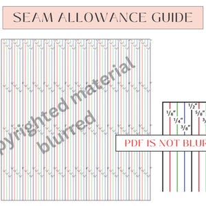 Seam Allowance Guide for Sewing Machines Printable | 1/8&quot; increments | Fits any machine