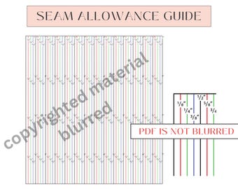 Guide des marges de couture pour machines à coudre imprimable | Par incréments de 1/8 po. | Convient à toutes les machines