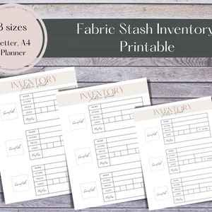 Fabric Stash Inventory PDF Printable Sheet A4 & Letter Size 