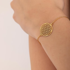 Flower of Life Bracelet, Dainty Rose Gold Bracelet, Yoga Bracelet, Sacred Geometry Jewelry, Spiritual Geometric Bracelet,Healing Energy Gift