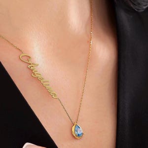 Collier personnalisé avec pierre de naissance en alexandrite - Cadeau d&#39;anniversaire pour femme - Cadeau de Noël - Bijoux minimalistes - Cadeau délicat avec une pierre de naissance