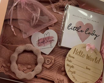 Baby Girl rosa Baby-Geschenk-Set, rosa Baby-Geschenk-Set, Babyparty-Geschenk-Box, Neugeborenen-Baby-Mädchen-Geschenk, Babyankündigung, neues Babygeschenk