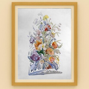 Bouquet floreale – Original 1950s Italian Watercolor Painting by Francesco Dalena