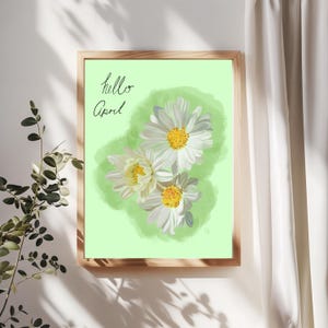 April Birth Flower Print Daisy Printable Wall Art April Birthday Gift Printable Nursery Floral Poster April Flower Digital Art Minimalist