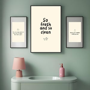 Minimalistische lustige Badezimmer Wand Kunst 3er-Set Drucke Moderne Schwarz Weiß Badezimmer Dekor druckbare Badezimmer Zitate Boho Humor Kunst