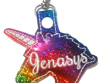 oversize tag backpack Handmade key fob key holder with initial embroidered tag personalized Navy with gold and red back to school