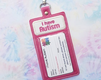 Handmade oversize Medical ID tag - back to school - Diabetic or EpiPen ID tag - medical tag - traveler tag - Autism Autistic ID card tag