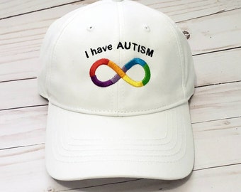 I have Autism hat - Adult hats unisex Autism - Infinity logo hat - Autism autistic unstructure hat - Autism family hats - Custom autism hat