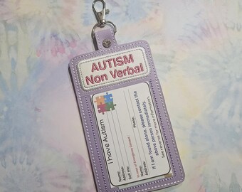 Handmade Autism ID Tag: Marine Vinyl Medical Alert, Traveler Tag