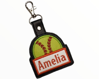 Softball tag with name embroidered - softball sport - softball tag with nameplate - back to school - backpack tag - key holder large