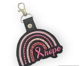 Rainbow of Hope tag - color of your rainbow - Hope large tag gift - backpack tag -pink rainbow tag- pink ribbon tag