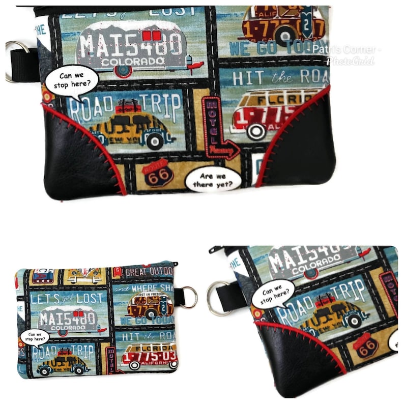 small credit cards keeper- ready to ship southwest sunflowers road trip license plate coin purse Handmade small pouch with zipper pull