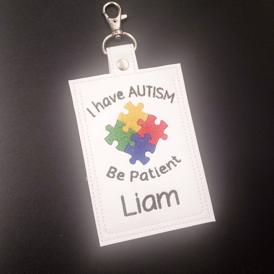 I Have Autism Id Tag W Name Colorful Medical Id Tag Be Etsy