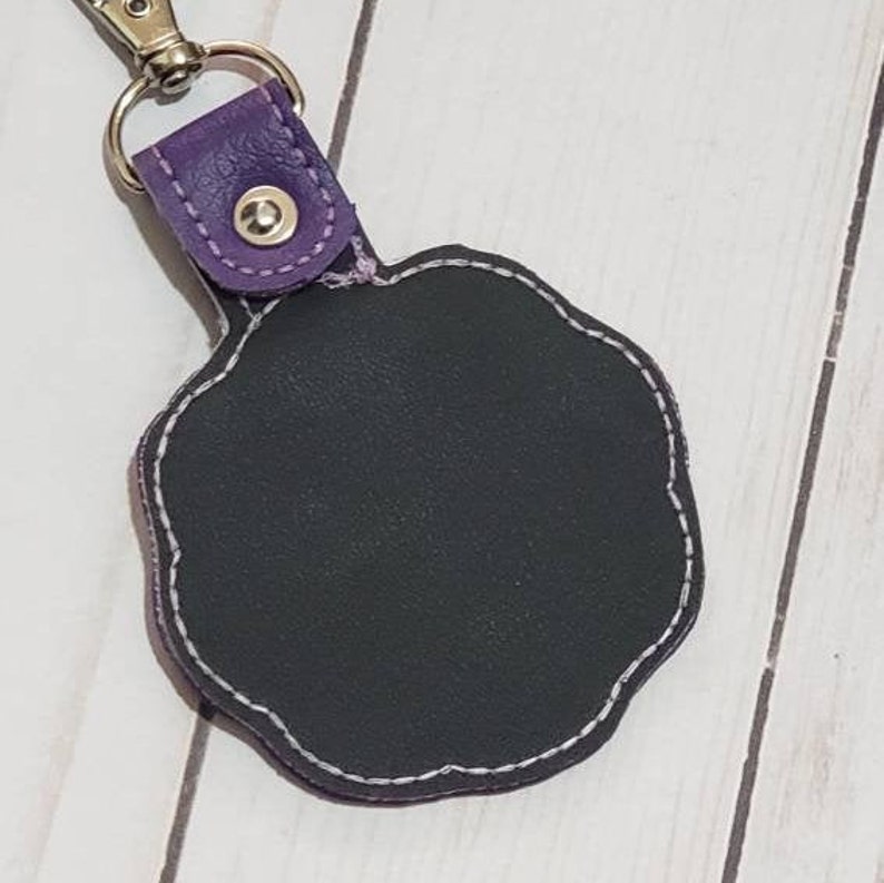 Handmade Key Fob/snap Tab With Monogram Embroidered - Aqua on Purple ...