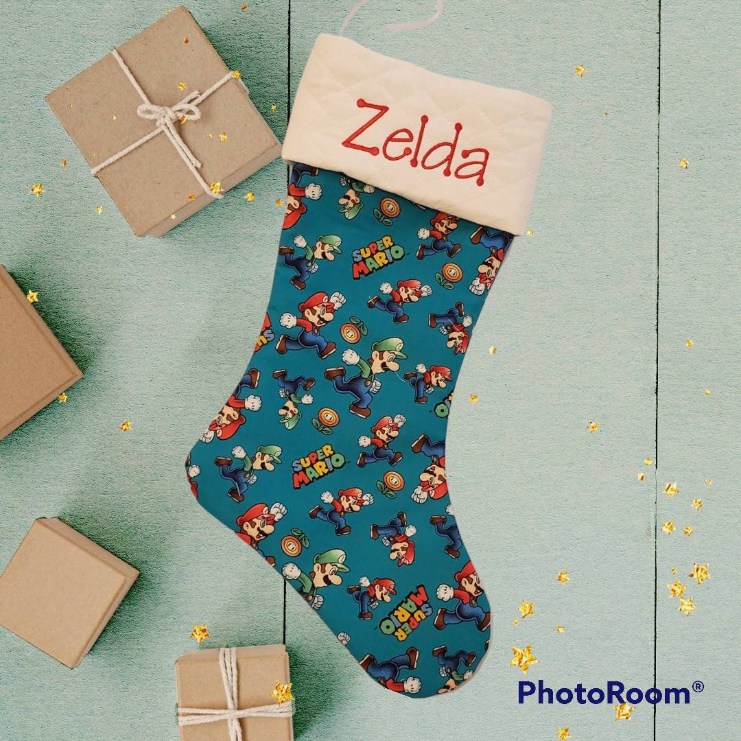 Mario and Friends Stocking With Name Embroidered Luigi Best Friend ...
