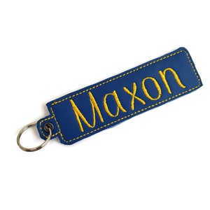 Tag with name embroidered - backpack school tag - You pick the color- cane font -back to school - lunch bag tag - birthday gifts under 20