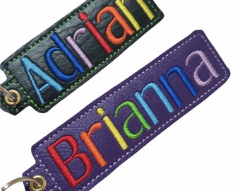 Rainbow name tag embroidered - Autism backpack school name tag - colorful rainbow tag - back to school - lunch tag - birthday gifts under 20