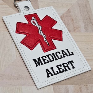Medical alert information tag with name - Star of Life medical alert tag - traveler tag - personalized ADHD, seizures, diabetic ID card tag