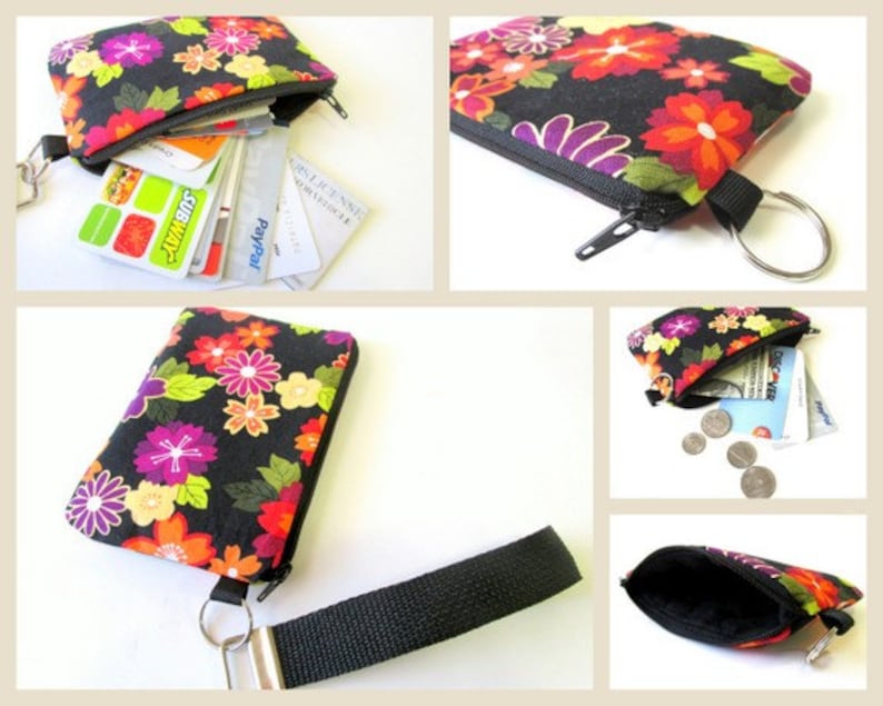 small credit cards keeper- ready to ship southwest sunflowers road trip license plate coin purse Handmade small pouch with zipper pull