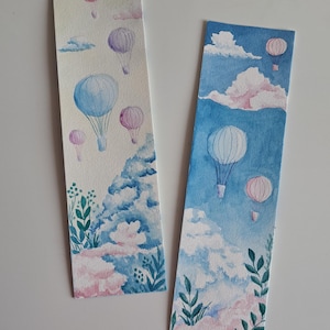 Lesezeichen „Luftballonträume“ – Set aus 2 handgemalten Aquarell-Lesezeichen / Einzelkauf möglich