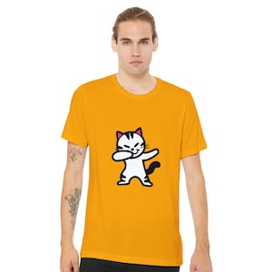 Dabbende Katze – Lustiges Katzenmotiv | Premium Unisex T-Shirt mit Rundhalsausschnitt | Bella + Canvas 3001