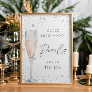 Pearl Guessing Game Template - Bridal Shower, Sign + Cards