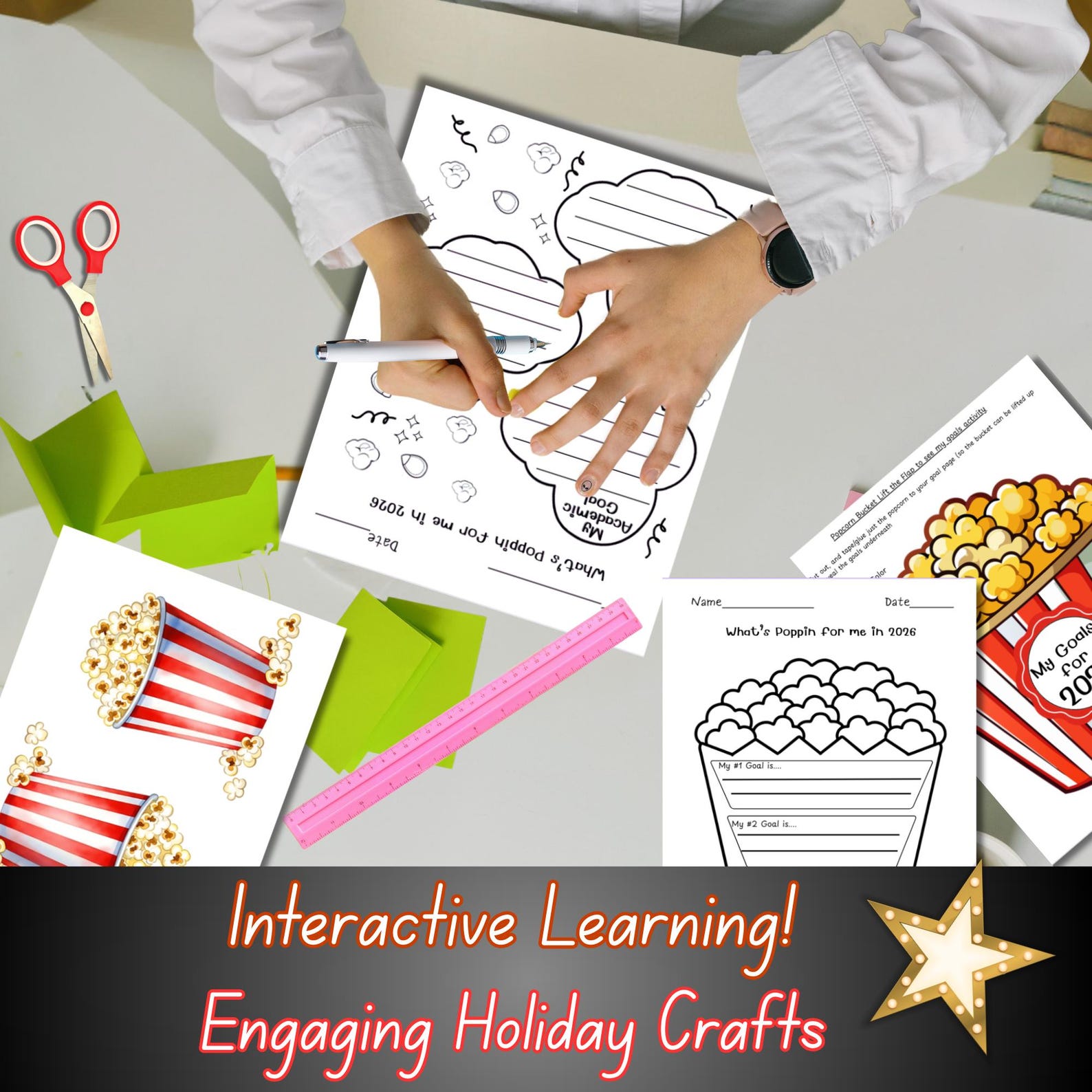 New Year Bulletin Board | Interactive Popcorn Theme Classroom Decor ...