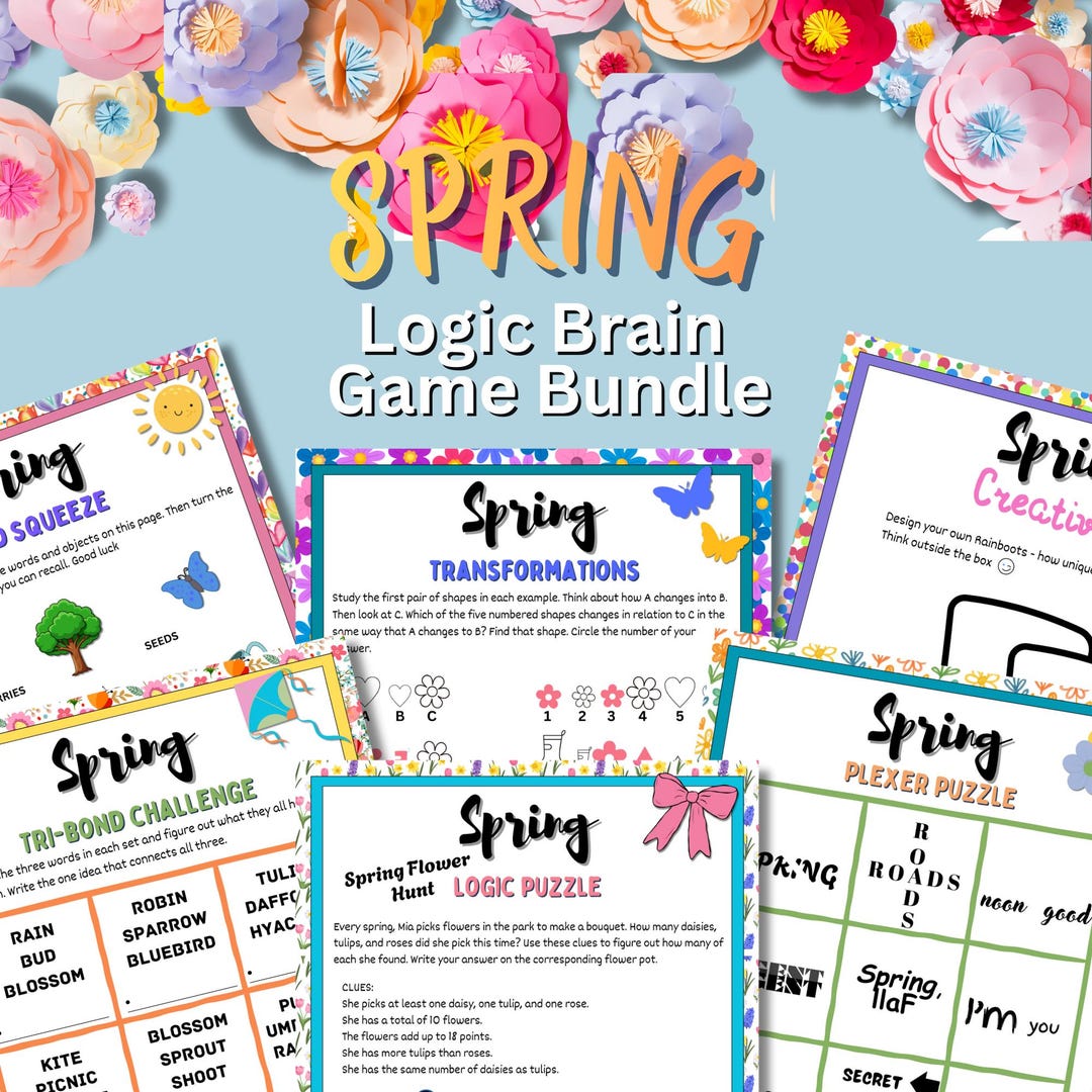 Spring Logic Puzzles | Printable Brain Teasers for Grades 3–6 - Etsy UK