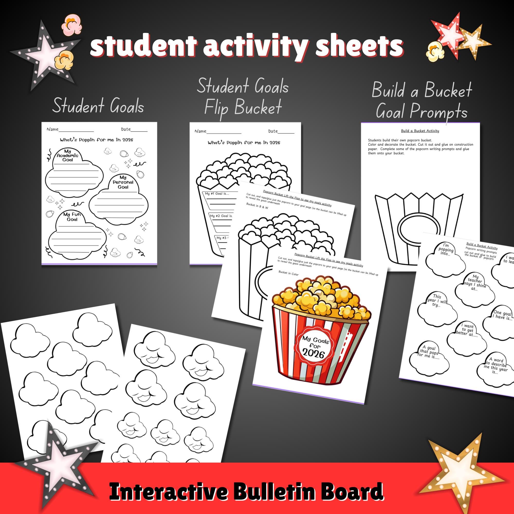 New Year Bulletin Board | Interactive Popcorn Theme Classroom Decor ...