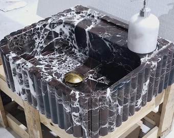 Rosso Levanto Marmor Wand Montiert Waschbecken - Handgeschnitzte Luxus Badezimmer Eitelkeit