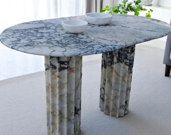 Handmade Calacatta Viola Marble Dining Table – Natural Stone Kitchen Furniture