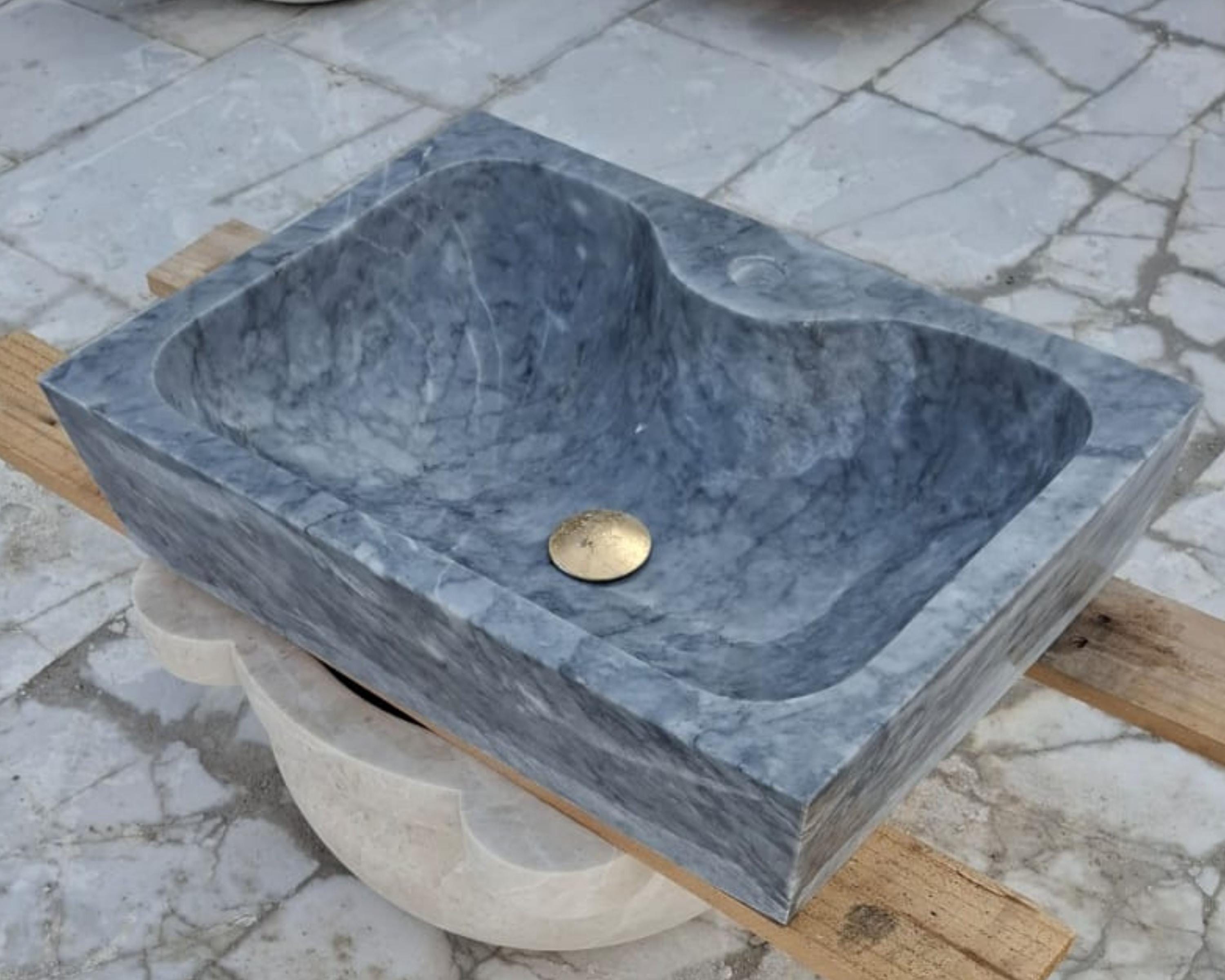 Sirius Silver Honed  Sink,Special Bathroom Sink, Handmade Sink,Bathroom Decor, Custom Order Sink Kitchen Sink, Marble Sink,Wall Mounted Sink