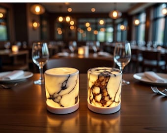 Calacatta Viola Marble Rechargeable Touch Lamp - Luxury Natural Stone Lighting