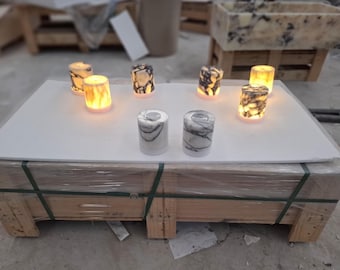 Lilac Marble Rechargeable Touch Lamp - Luxury Natural Stone Lighting