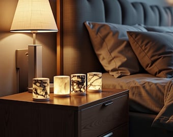 Calacatta Viola Marble Rechargeable Touch Lamp - Luxury Natural Stone Lighting