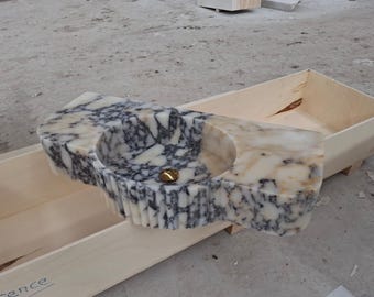 Calacatta Viola Marble Bathroom Sink – Wall Mounted Vanity with Backsplash