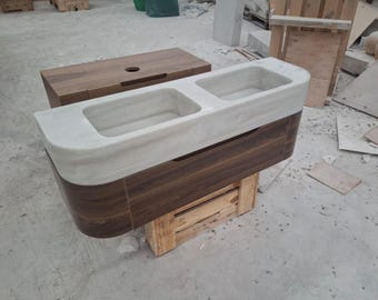 Carrara Marble Bathroom Sink – Wall Mounted Vanity with Drawers