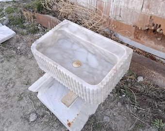 Calacatta Gold Sink, Sink , Custom Bathroom Sink , Handmade Sink, Custom Order Sink, Marble Sink, Wall Mounted Sink , Powder room sink