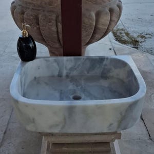 Carrara Marble Sink, marble sink, vanity sink , grooved sink, Sink, bathroom Decor, custom size sink, stylish bathroom, special order sink