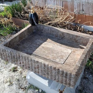 Hand Carved Travertine Sink: Bathroom Vanity with Concealed Drain